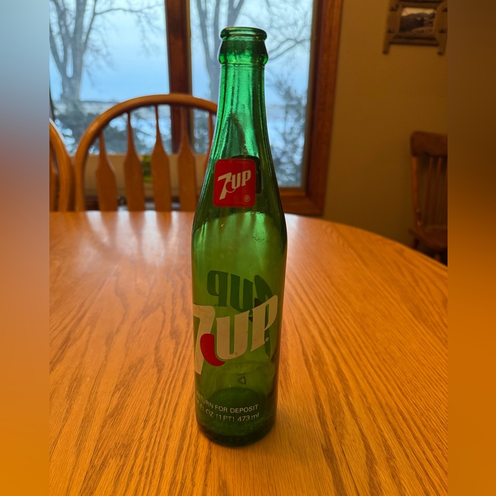 Vintage 7UP Green Glass Bottle